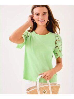 Lilly Pulitzer Green Sebene knit Short Sleeve Shirt size Small Preppy Vacation
